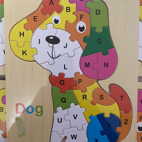 Lot of 5 New Sealed Wooden Puzzles Dog Alphabet Puzzle - Learning through playin - Picture 2 of 5